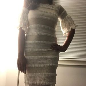 RachelRoy lace nude underlined bodycon dress small